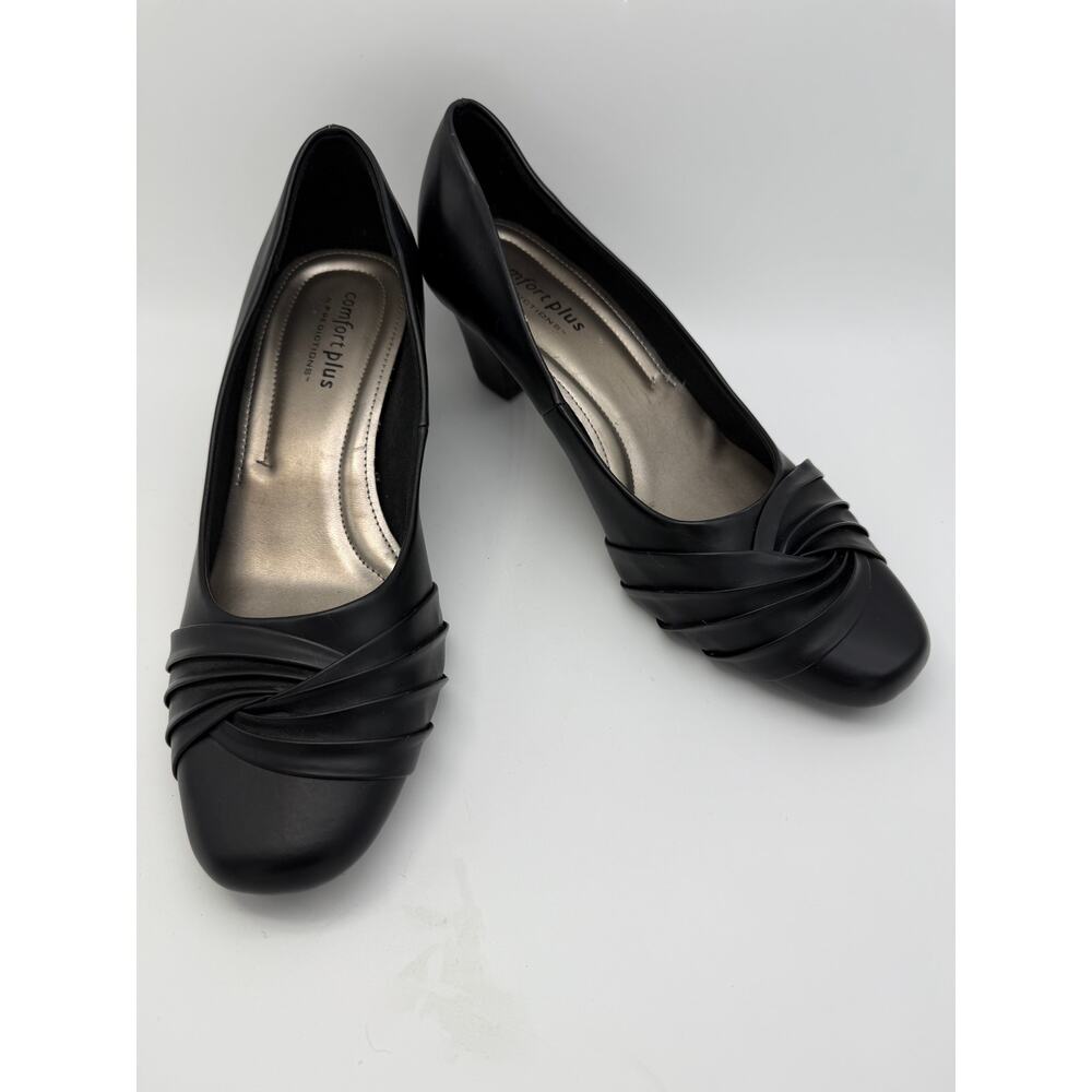 Comfort Plus Predictions Black Closed Square Toe 2" Pumps Heels Shoes Size 10W